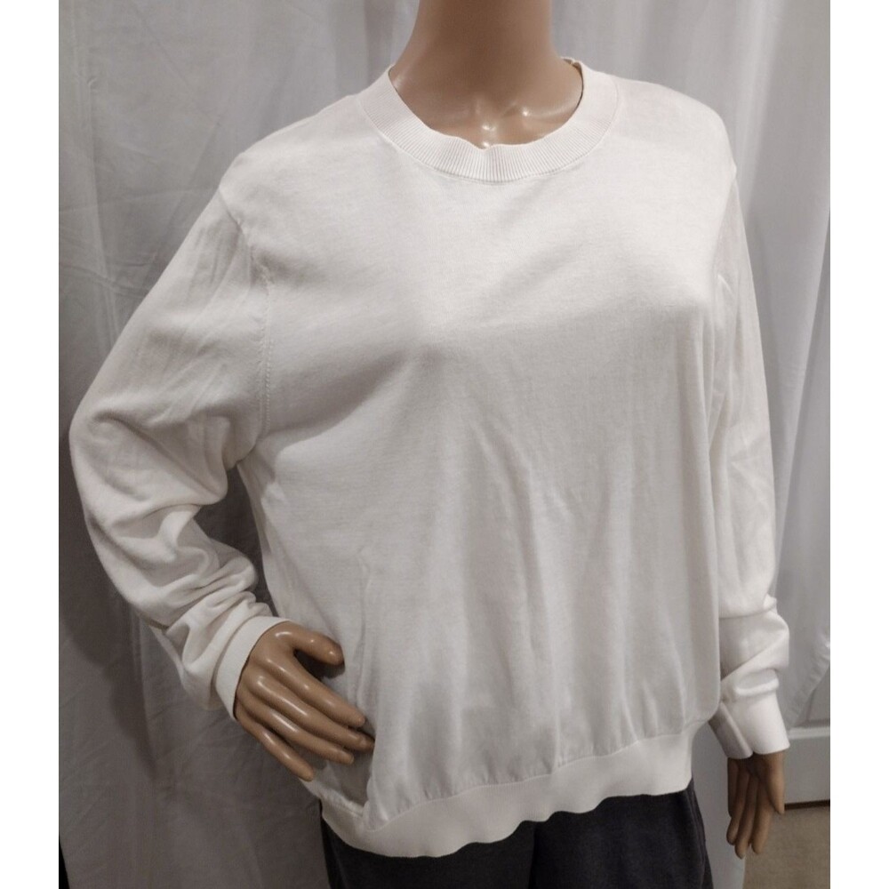 MNG Mango Women's 1XL Cream White Long Sleeve Wool Mix Pullover Knit Sweater